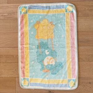Vtg 80s Care Bears Blue Bedtime Bear Swing Sweet Dreams Baby Blanket Throw Stars
